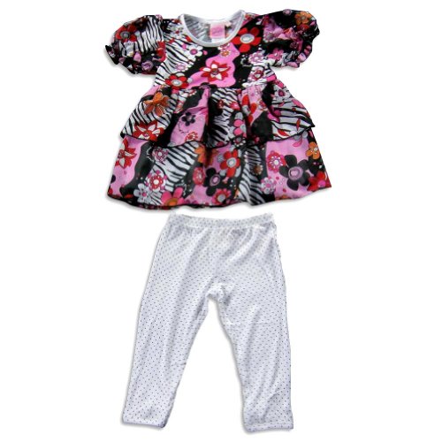 Lipstik - Toddler Girls Short Sleeve Pant Set, Pink, Black