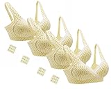 iLoveSIA (アイラブシア) マタニティ ブラジャー クロスオープン ノンワイヤー ブラカップ付 4枚セット 黄 L「XL実物サイズタグ」