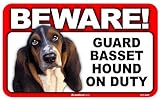 BEWARE！BASSET HOUND ラミネートサイン：バセットハウンド 注意 警戒中 Made in U.S.A [並行輸入品]
