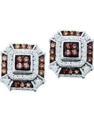 10K White Gold 0.48CT Brown Diamond Fashion Earrings