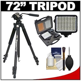 Davis & Sanford 72 Magnum XG13 Professional Photo/Video Tripod with Case + LED Light Kit + Cleaning Kit