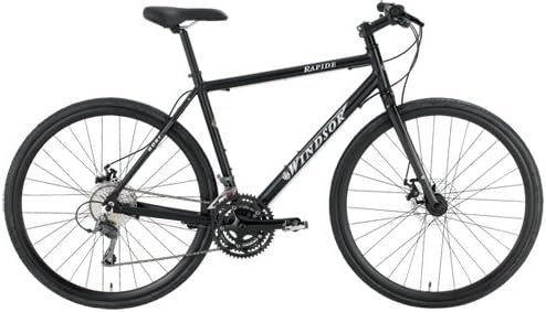 Windsor Rapide Disc Shimano Claris 24 Speed Disc Brake Carbon Fork Super Hybrid Bicycle Bike (Matt Black, 16in)
