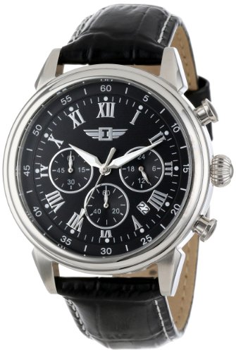 I By Invicta Mens 90242-001 Chronograph Black Dial Black Leather Watch