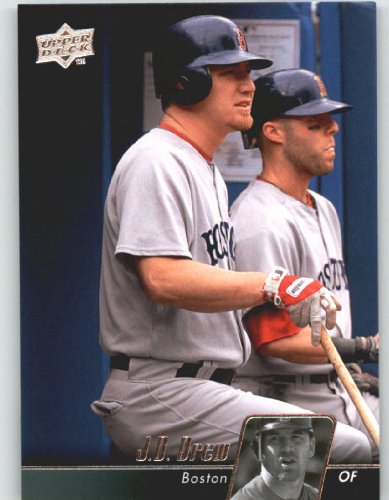2010 Upper Deck Baseball Card # 93 J.D. Drew - Boston Red Sox - MLB Trading Card Shipped In Protective Screwdown Display Case!