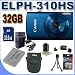 Canon PowerShot ELPH 310 HS 12.1 MP Digital Camera (Blue) W/32GB SDHC Memory + Extended Life Battery + Ac/Dc Charger + USB Card Reader + Shock Proof Case w/Strap + Mini Tripod + Accessory Saver Bundle!