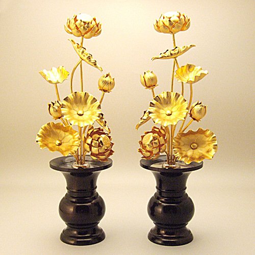 常花 極上品 花立付 6寸(一対)(総高さ(花立含む)30cm)◆仏壇用の仏具・常花(じょうか)