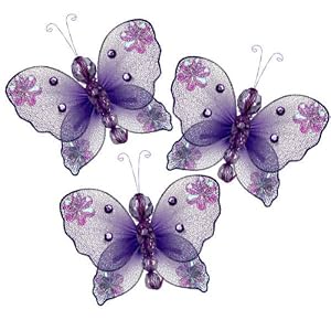 Set of 3, 3 Mini Nylon Wedding Butterlfy Decorations - P