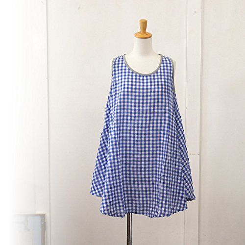 (イチ) ICHI しわ加工チェック柄ドレープシルエットノースリーブチュニック