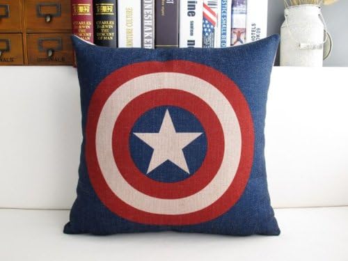 Pillow Case Cushion Cover Linen Home Dec 17.7" Marvel Comics Figure Heroes 6 Patterns (Captain America)