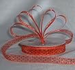 Organza Polka Dot Ribbon -3/8"- Orange/Black Dots - 25 Yards (75 Ft)