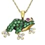 10k Yellow Gold Created Emerald and Ruby Diamond Frog Pendant (.01 cttw)