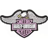' Harley Davidson Eagle ' Iron On Patch Pink'