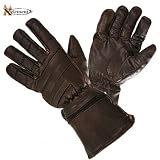 Xelement? Driving Motorcycle Retro Brown Leather Gauntlets - Size : Large