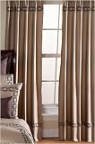 Taupe and Chocolate Hotel Spa Embroidery Collection Curtains - Set of 2 Window Panels Coverings Treatments