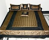 Silk bed sheet Bedspread with Golden Brocade Work