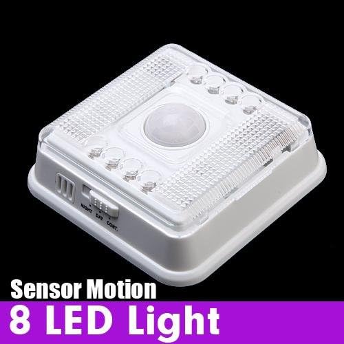 Auto 8 LED Light PIR Sensor Motion Detector Wireless Infrared Indoor (Black)