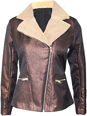 Attuendo Women's Shearling Biker Jacket (Small (US Size:4))