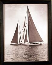 Vintage Sailboats Sepia Nautical Framed Print Picture