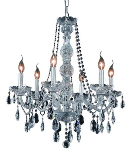 Elegant Lighting 7956D24C/RC Verona 28 Inch High 6 Light Chandelier, Chrome Finish with Crystal (Clear) Royal Cut RC Crystal 51Qtl6krsCL Elegant Lighting 7956D24C/RC Verona 28 Inch High 6 Light Chandelier, Chrome Finish with Crystal (Clear) Royal Cut RC Crystal