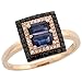 14 Karat Rotgold Rechteckige Steinen Ring, mit 0.31 Karat Brilliantschliff Weiss & Schwarz Diamanten, & 0.71 Karat Smaragdschliff (5x3mm) Blau Saphir Steine, (11mm) breit