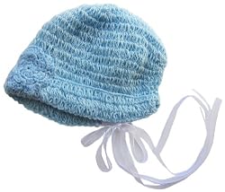 CLEARANCE BABY COLLECTION ITEM - Handmade Artisan Baby Bonnet - Celestial Blue (Crocheted 100% By Hand)