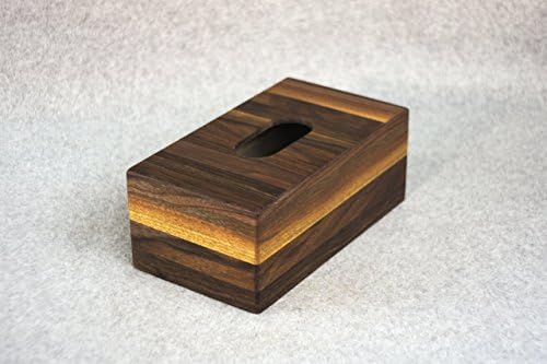 Tissue Box Cover - Wooden Rectangular Shape - Handcrafted from Walnut Strips for Kleenex® 120 3-ply Tissues - Home or Office Accessory