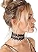 Simplee Womens Daisy Punk Gothic Long Black Lace Chain Necklace Stretch Tattoo Choker Elastic Tassel Necklaces