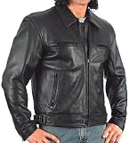 Mens Black Buffalo Leather Cruiser Motorcycle Jacket [Large]
