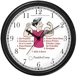 All of THE 7 HABITS #3 - White Youth (Spanish Text) - Wall Clock from THE 7 HABITS - CLOCK COLLECTION by WatchBuddy Timepieces (White Frame)