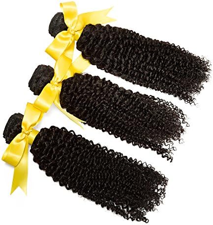 Spring Hair 6A Mongolian Afro Kinky Curly Virgin Human Hair Weave Extensions 3 Bundles Remy Weft Natural Black (18 20 22 Inch)