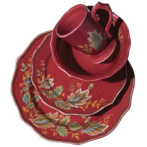 Gibson Affinia Vine 16Piece Dinnerware Set, Burgundy
