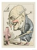IMAGE OF The French Senate Personified as an Old Man Putting Sticks in a Wheel to Prevent Progress Stretched Canvas Poster Print by Moloch , 18x24