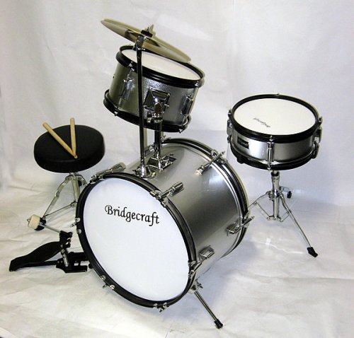 DeRosa by Bridgecraft Child Drum Set with Seat, Sticks & Cymbal -DRM 316 - RED