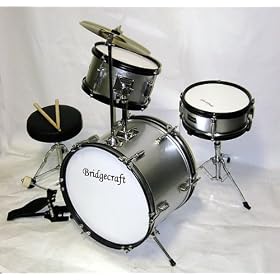 DeRosa by Bridgecraft Child Drum Set with Seat, Sticks and Cymbal -DRM 316 - RED by