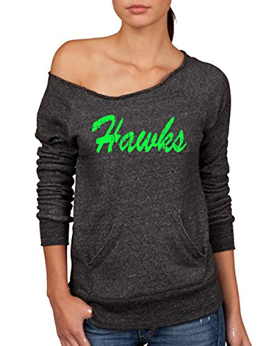 Jacted Up Tees Hawks Alternative Off-the-Shoulder LADIES Eco-Fleece Sweatshirt SHIPS FROM OHIO USA