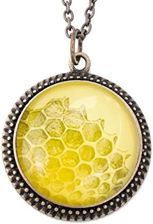 Honeycomb Pendant Necklace Natural History Honey Bee Yellow