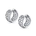 Bling Jewelry Brass Victorian Style Flower CZ Huggie Hoop Earrings