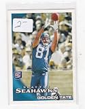Golden Tate RC (Rookie Card)/Wearing a helmet Seattle Seahawks (Football Card) 2010 Topps #398A at Amazon.com