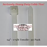 Serious Ties - Extra Heavy Duty Cable Ties (50, 24 Inch/175Lbs/Natural)