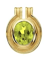 18K Yellow Gold Oval Cut Peridot Pendant -- LIFETIME WARRANTY