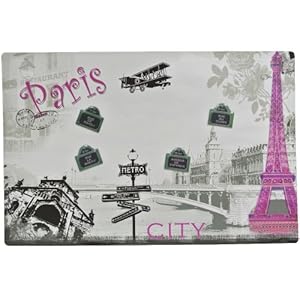 Tableau Memo Cuisine + 4 Petits Magnets Paris City Rose