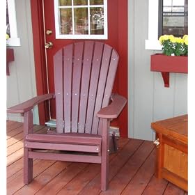 Polywood Recycled Wide Folding Adirondack Chair - Dark Red by 