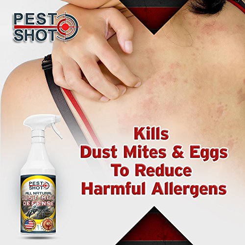 All Natural Dust Mite Spray by Pest Shot Kills House Dust Mites, Bed