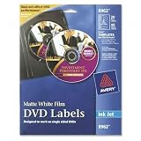 DVD Inkjet Labels,20 Sheet 2 Labels P Sheet,Matte,White Film by