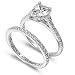 2.00 CT Sterling Silver Ladies Round and Heart Shape Cubic Zirconia CZ Wedding Engagement Ring Set with Bridal Matching Band (Available in size 6, 7, 8)