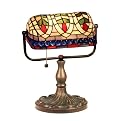 Tiffany-Style Art Glass Banker Lamp