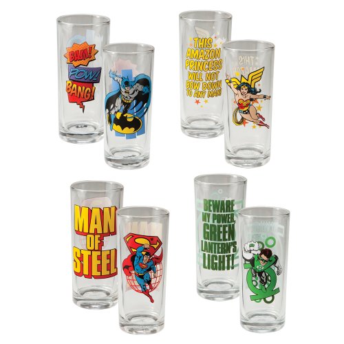 Vandor 74379 DC Comics 10-Ounce Glass Set, 4-Piece