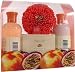 Tropical Fruit Duos Gift Set- 4 Piece Set, Shower Gel, Lotion, Soap and Puff. Passion Fruit Nectarine