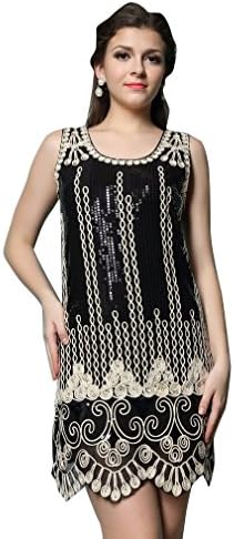 1920s Gatsby Dress Black Geometric Sexy Embroidery Dress For Women Plus size