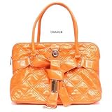 Orange Erica Quilted Faux Leather Tote Bag Purse Handbag